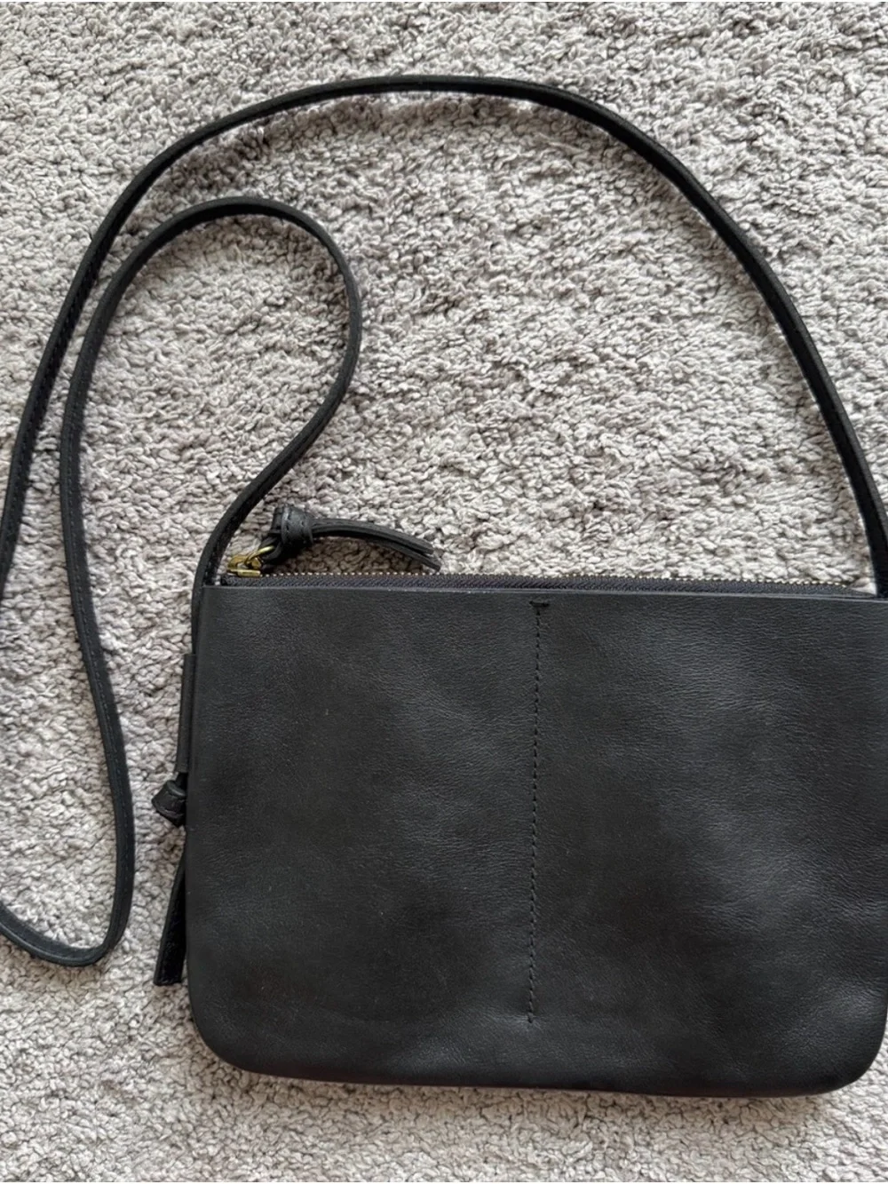 Made well Classic Black Leather Crossbody Bag - Minimalist Women's Shoulder Bag